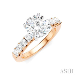 ASHI Round Shape Semi-Mount Diamond Engagement Ring 195A2PPFHPW-SM-RD2