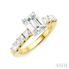 ASHI Emerald Shape Semi-Mount Diamond Engagement Ring 195A2PPFHYW-SM-EM1