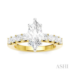 ASHI Marquise Shape Semi-Mount Diamond Engagement Ring 195A2PPFHYW-SM-MQ1