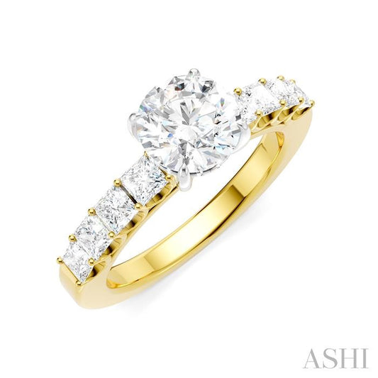 ASHI Round Shape Semi-Mount Diamond Engagement Ring 195A2PPFHYW-SM-RD1