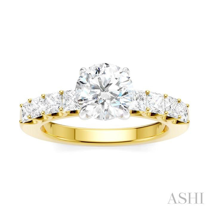 ASHI Round Shape Semi-Mount Diamond Engagement Ring 195A2PPFHYW-SM-RD1
