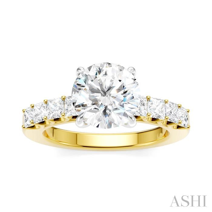 ASHI Round Shape Semi-Mount Diamond Engagement Ring 195A2PPFHYW-SM-RD2