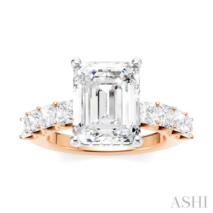 ASHI Emerald Shape Semi-Mount Diamond Engagement Ring 195ACPPFHPW-SM-EM3