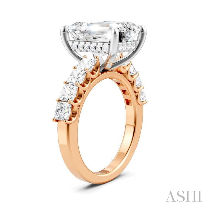 ASHI Emerald Shape Semi-Mount Diamond Engagement Ring 195ACPPFHPW-SM-EM4