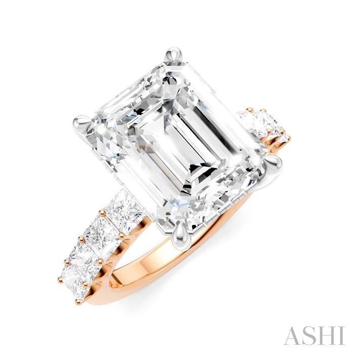 ASHI Emerald Shape Semi-Mount Diamond Engagement Ring 195ACPPFHPW-SM-EM5