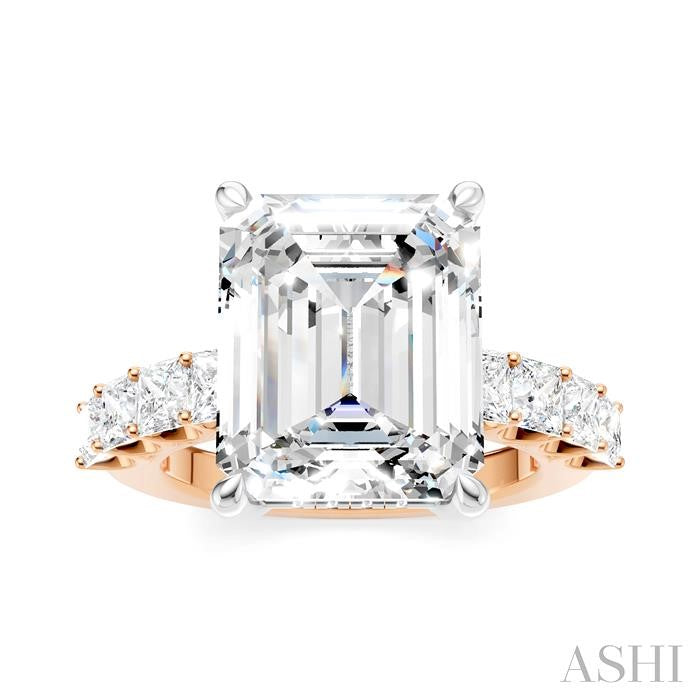 ASHI Emerald Shape Semi-Mount Diamond Engagement Ring 195ACPPFHPW-SM-EM5