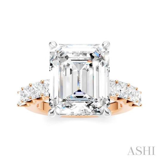 ASHI Emerald Shape Semi-Mount Diamond Engagement Ring 195ACPPFHPW-SM-EM5