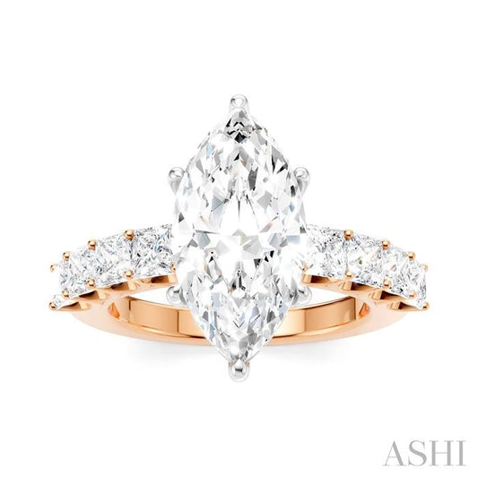 ASHI Marquise Shape Semi-Mount Diamond Engagement Ring 195ACPPFHPW-SM-MQ3