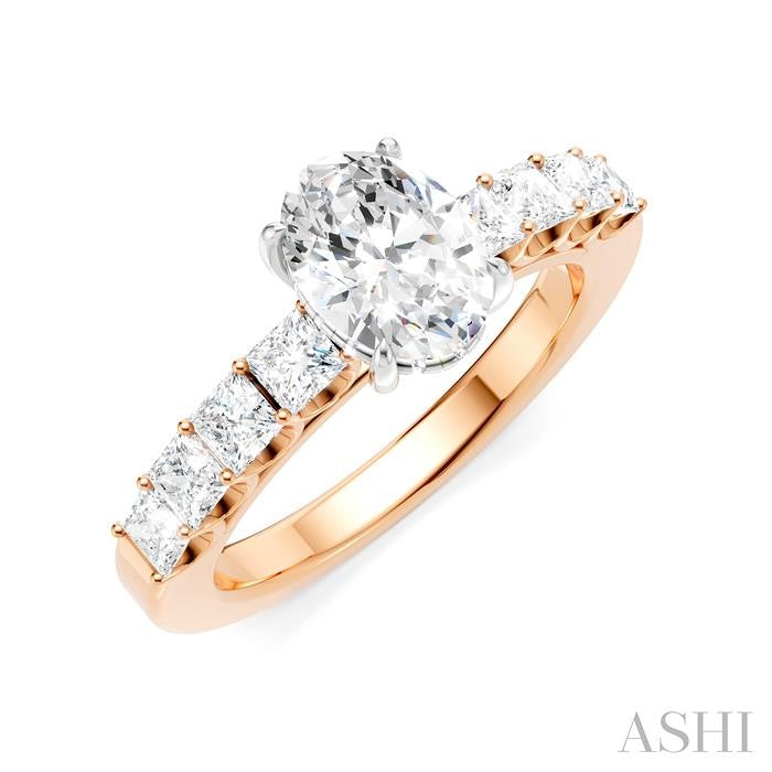 ASHI Oval Shape Semi-Mount Diamond Engagement Ring 195ACPPFHPW-SM-OV1
