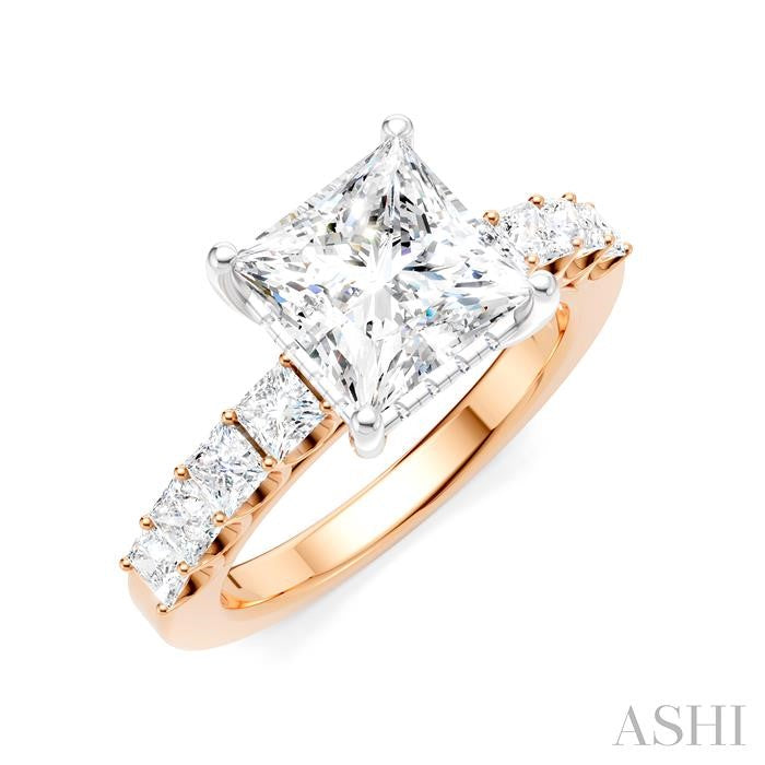 ASHI Princess Shape Semi-Mount Diamond Engagement Ring 195ACPPFHPW-SM-PN2