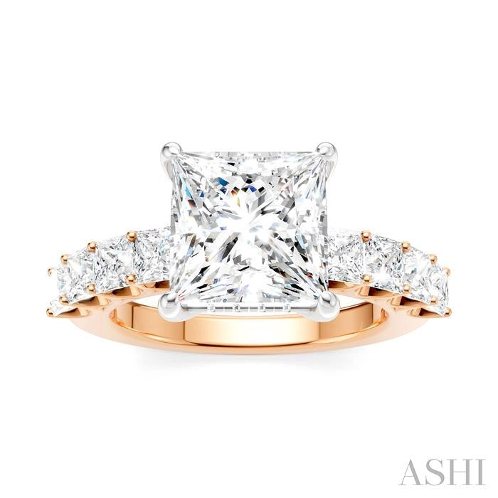 ASHI Princess Shape Semi-Mount Diamond Engagement Ring 195ACPPFHPW-SM-PN3