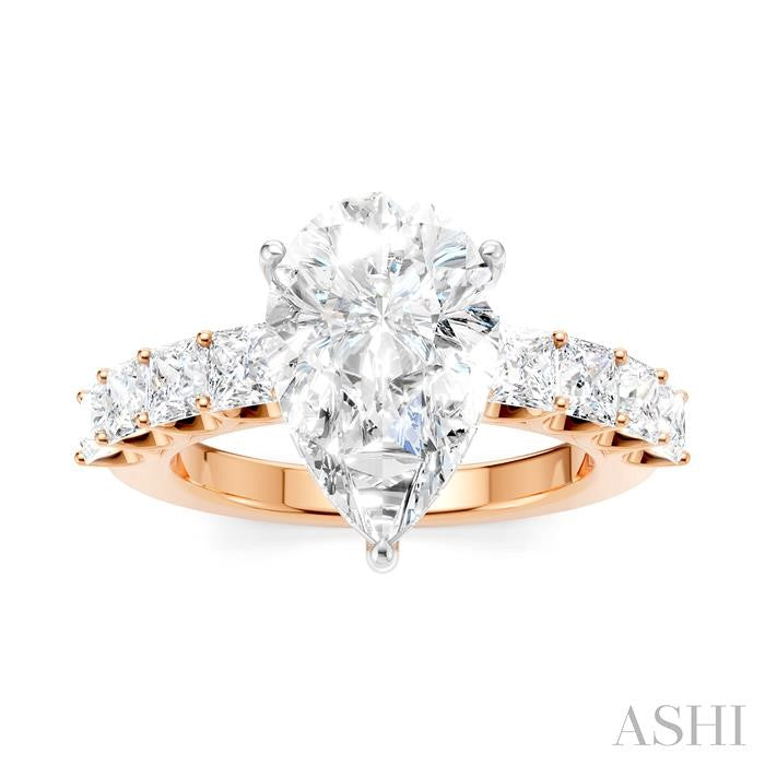 ASHI Pear Shape Semi-Mount Diamond Engagement Ring 195ACPPFHPW-SM-PR3