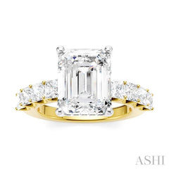 ASHI Emerald Shape Semi-Mount Diamond Engagement Ring 195ACPPFHYW-SM-EM3