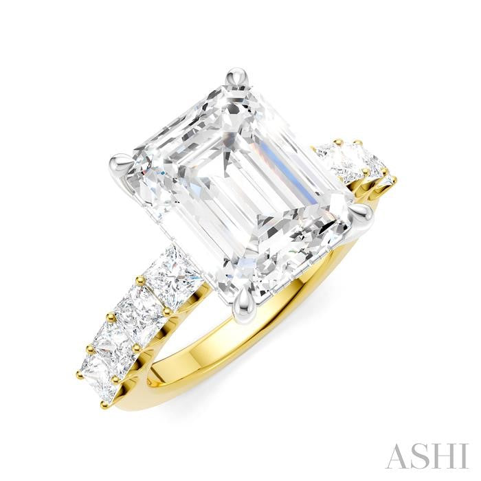 ASHI Emerald Shape Semi-Mount Diamond Engagement Ring 195ACPPFHYW-SM-EM4
