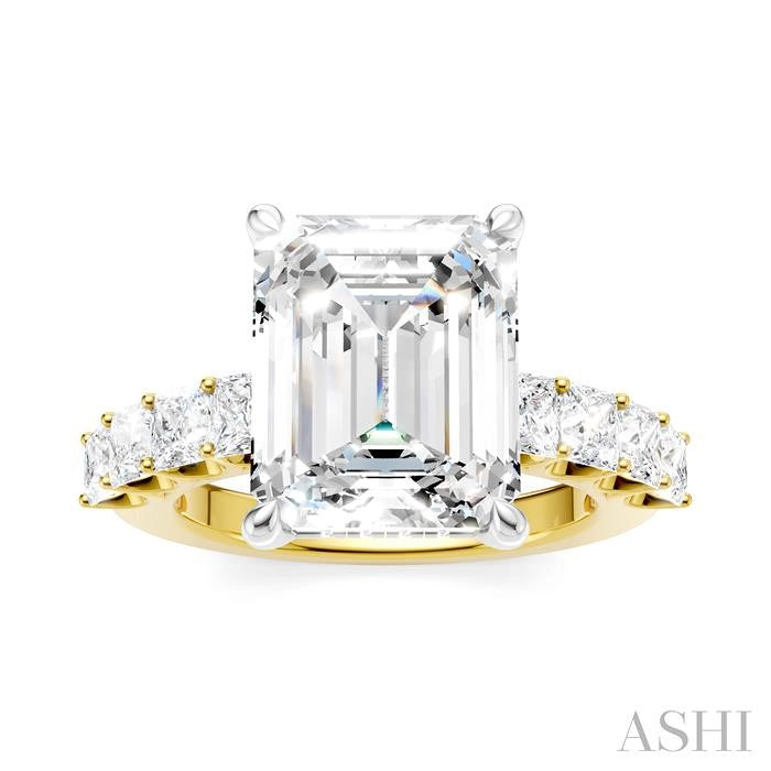ASHI Emerald Shape Semi-Mount Diamond Engagement Ring 195ACPPFHYW-SM-EM4