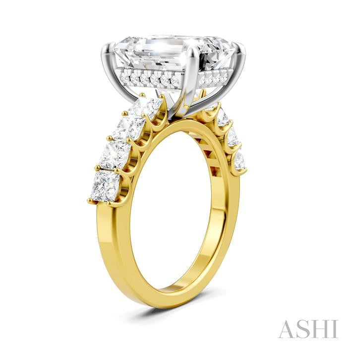 ASHI Emerald Shape Semi-Mount Diamond Engagement Ring 195ACPPFHYW-SM-EM4