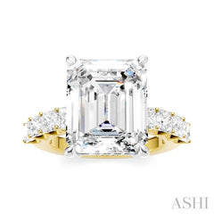 ASHI Emerald Shape Semi-Mount Diamond Engagement Ring 195ACPPFHYW-SM-EM5