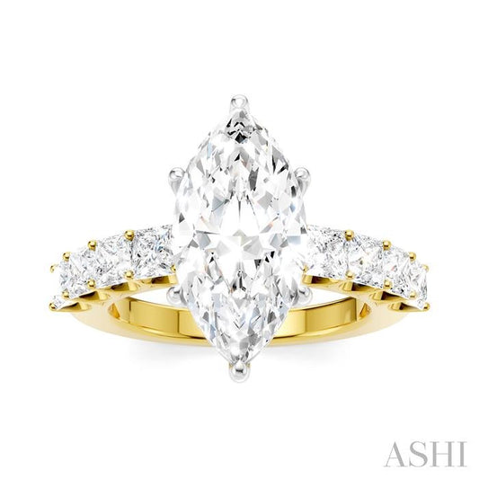 ASHI Marquise Shape Semi-Mount Diamond Engagement Ring 195ACPPFHYW-SM-MQ3