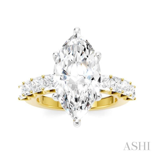 ASHI Marquise Shape Semi-Mount Diamond Engagement Ring 195ACPPFHYW-SM-MQ4