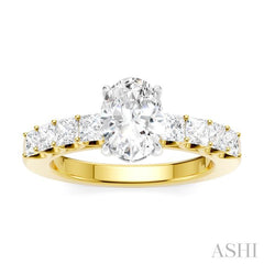 ASHI Oval Shape Semi-Mount Diamond Engagement Ring 195ACPPFHYW-SM-OV1