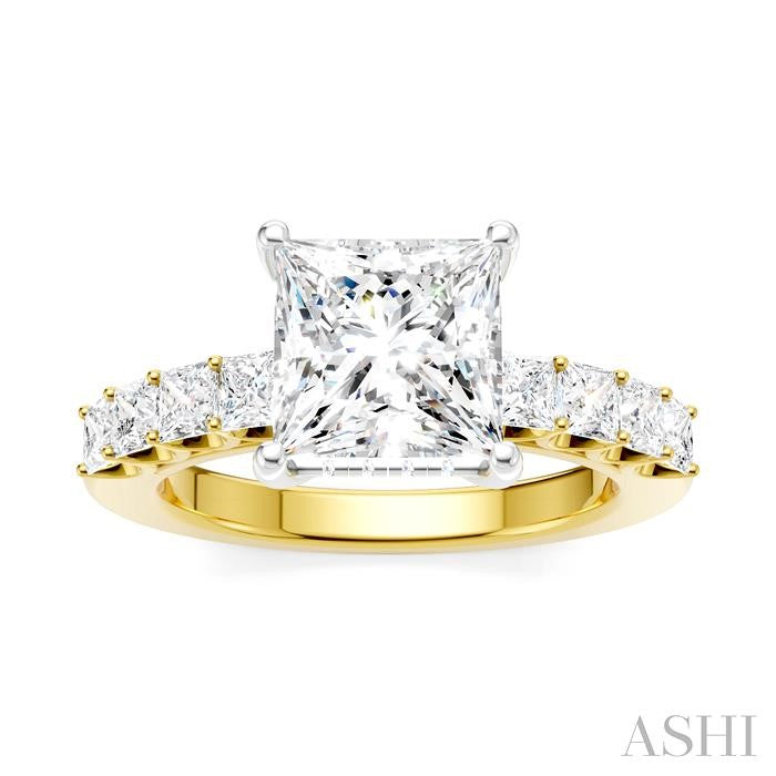 ASHI Princess Shape Semi-Mount Diamond Engagement Ring 195ACPPFHYW-SM-PN2