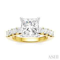 ASHI Princess Shape Semi-Mount Diamond Engagement Ring 195ACPPFHYW-SM-PN2