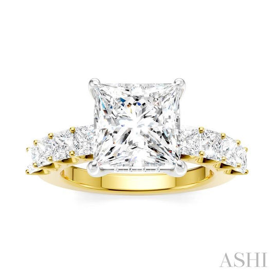 ASHI Princess Shape Semi-Mount Diamond Engagement Ring 195ACPPFHYW-SM-PN3