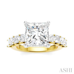 ASHI Princess Shape Semi-Mount Diamond Engagement Ring 195ACPPFHYW-SM-PN3