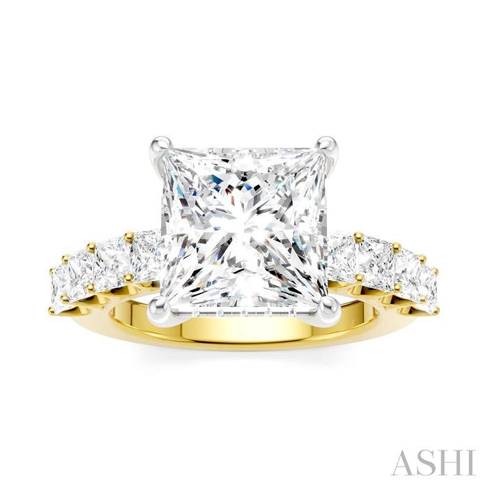 ASHI Princess Shape Semi-Mount Diamond Engagement Ring 195ACPPFHYW-SM-PN4