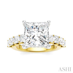 ASHI Princess Shape Semi-Mount Diamond Engagement Ring 195ACPPFHYW-SM-PN4