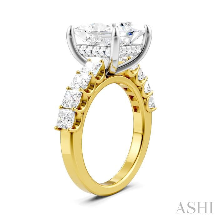 ASHI Princess Shape Semi-Mount Diamond Engagement Ring 195ACPPFHYW-SM-PN4