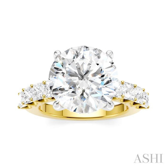 ASHI Round Shape Semi-Mount Diamond Engagement Ring 195ACPPFHYW-SM-RD5