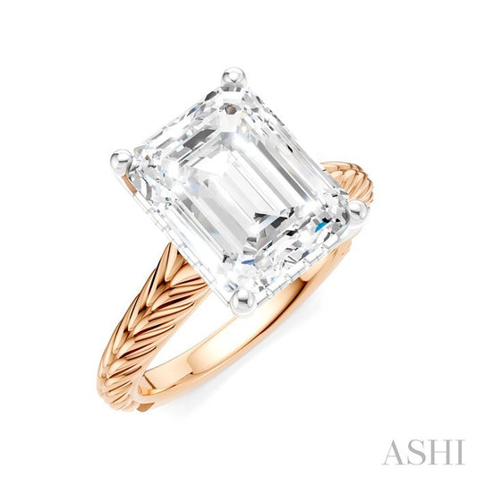 ASHI Emerald Shape Semi-Mount Diamond Engagement Ring 195B8PPFHPW-SM-EM3