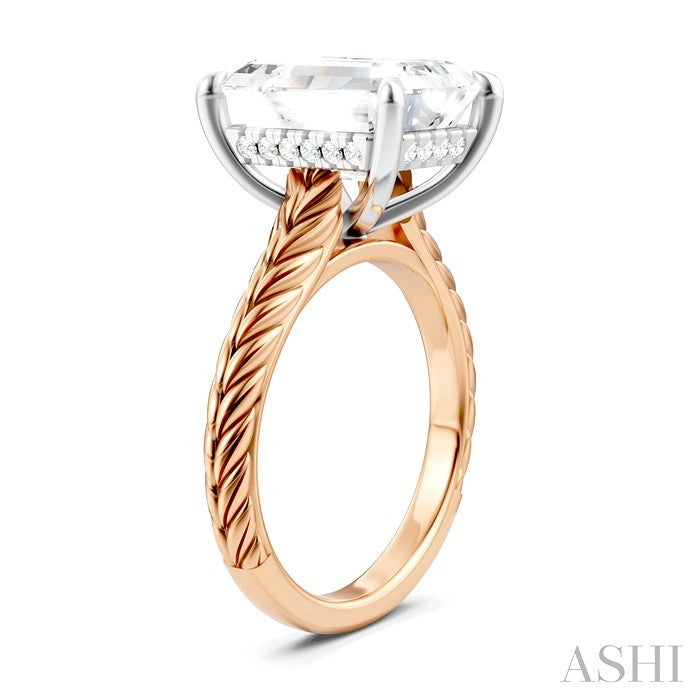 ASHI Emerald Shape Semi-Mount Diamond Engagement Ring 195B8PPFHPW-SM-EM4