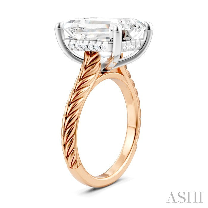 ASHI Emerald Shape Semi-Mount Diamond Engagement Ring 195B8PPFHPW-SM-EM5