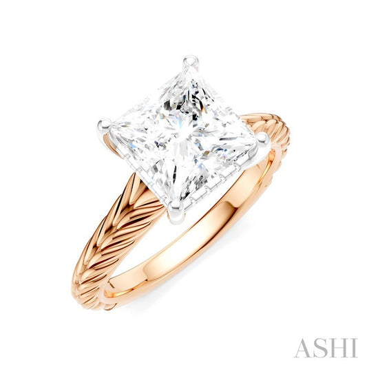 ASHI Princess Shape Semi-Mount Diamond Engagement Ring 195B8PPFHPW-SM-PN2