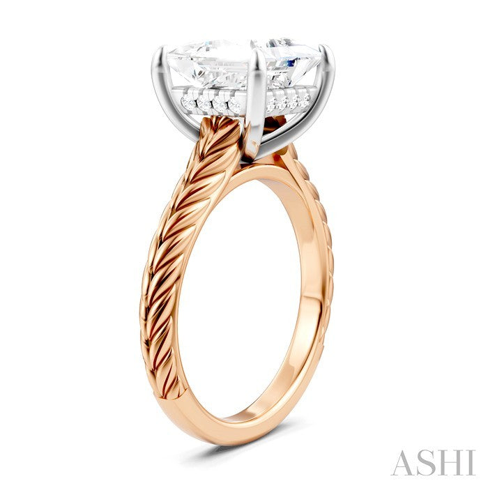 ASHI Princess Shape Semi-Mount Diamond Engagement Ring 195B8PPFHPW-SM-PN3