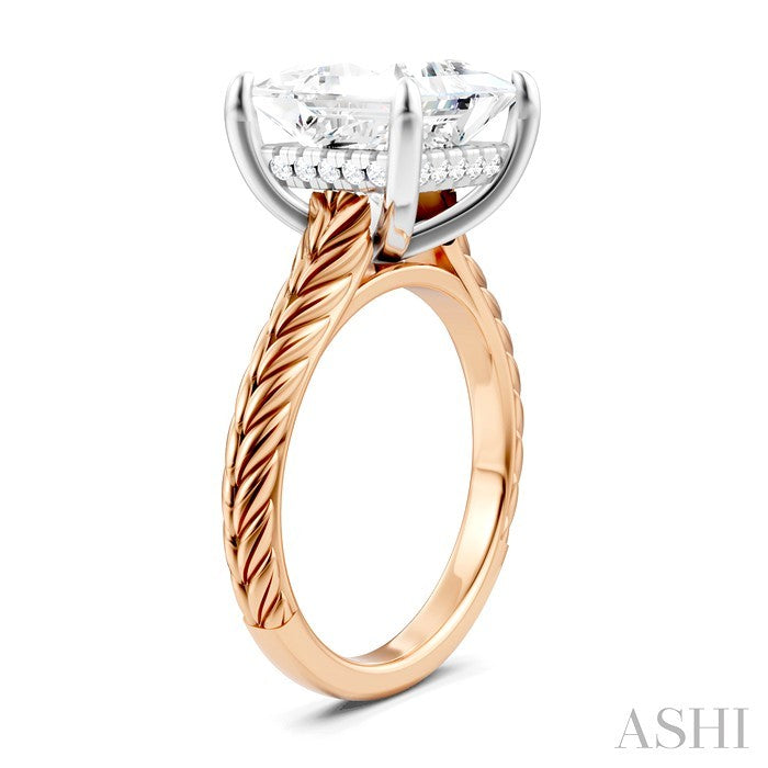 ASHI Princess Shape Semi-Mount Diamond Engagement Ring 195B8PPFHPW-SM-PN4