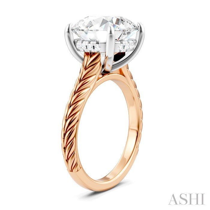 ASHI Round Shape Semi-Mount Diamond Engagement Ring 195B8PPFHPW-SM-RD5
