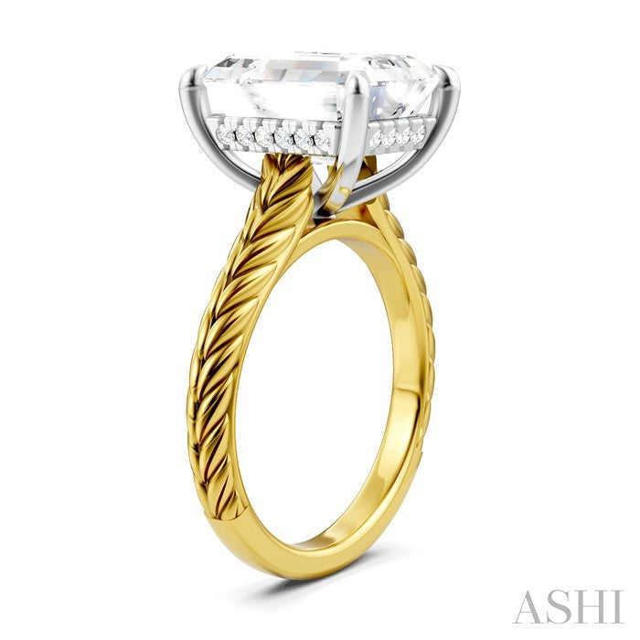 ASHI Emerald Shape Semi-Mount Diamond Engagement Ring 195B8PPFHYW-SM-EM4