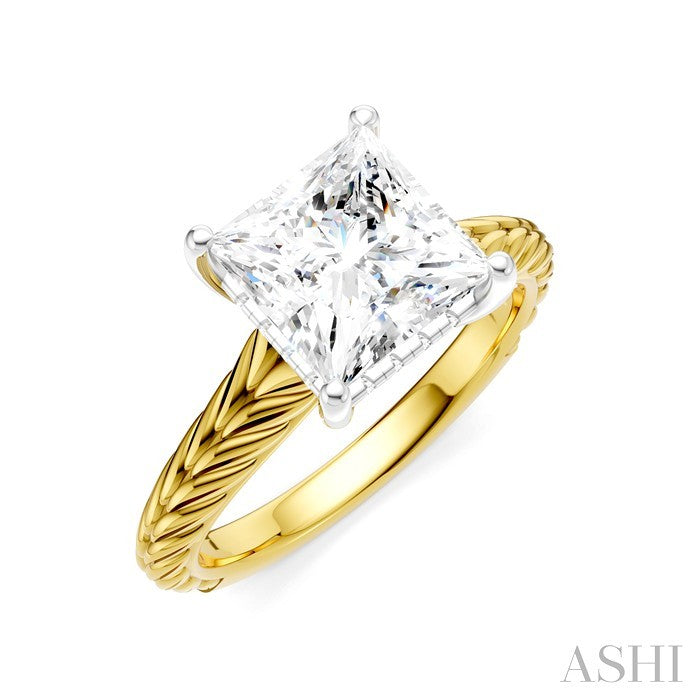 ASHI Princess Shape Semi-Mount Diamond Engagement Ring 195B8PPFHYW-SM-PN2