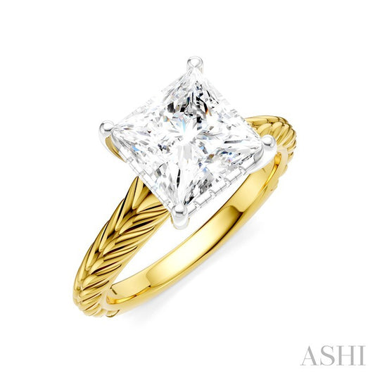 ASHI Princess Shape Semi-Mount Diamond Engagement Ring 195B8PPFHYW-SM-PN2
