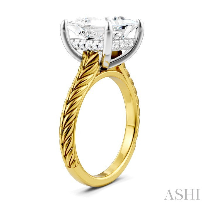 ASHI Princess Shape Semi-Mount Diamond Engagement Ring 195B8PPFHYW-SM-PN4