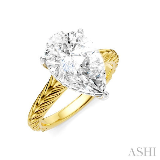 ASHI Pear Shape Semi-Mount Diamond Engagement Ring 195B8PPFHYW-SM-PR3