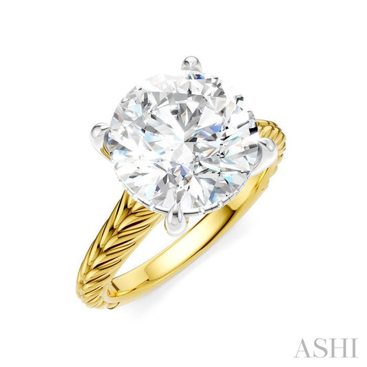 ASHI Round Shape Semi-Mount Diamond Engagement Ring 195B8PPFHYW-SM-RD4
