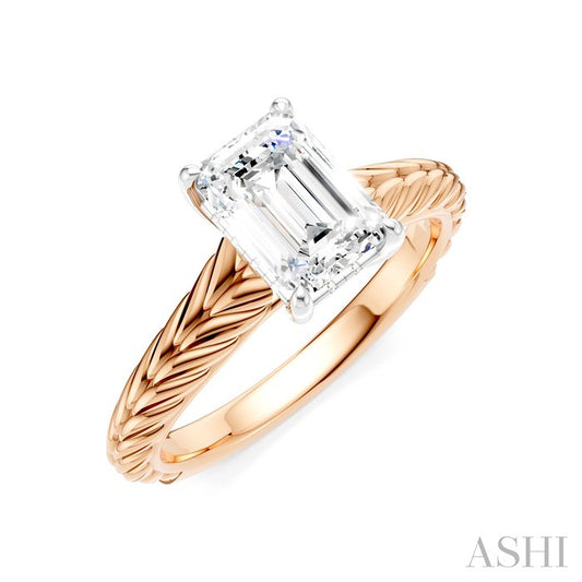 ASHI Emerald Shape Semi-Mount Diamond Engagement Ring 195B9PPFHPW-SM-EM1