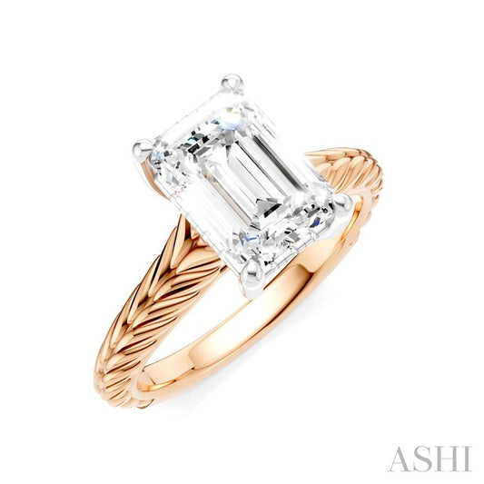 ASHI Emerald Shape Semi-Mount Diamond Engagement Ring 195B9PPFHPW-SM-EM2
