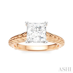 ASHI Princess Shape Semi-Mount Diamond Engagement Ring 195B9PPFHPW-SM-PN1