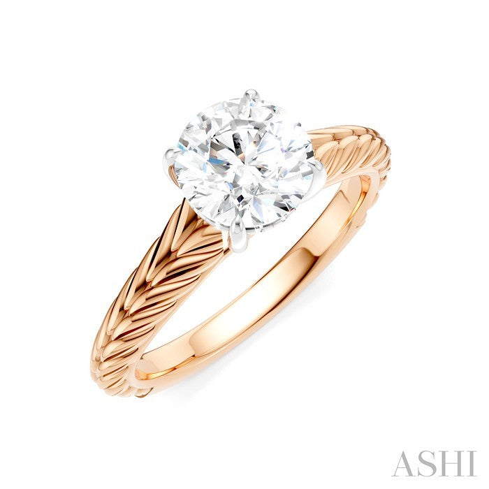 ASHI Round Shape Semi-Mount Diamond Engagement Ring 195B9PPFHPW-SM-RD1