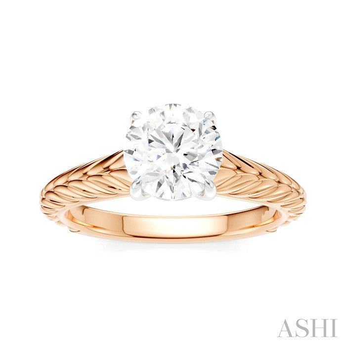 ASHI Round Shape Semi-Mount Diamond Engagement Ring 195B9PPFHPW-SM-RD1